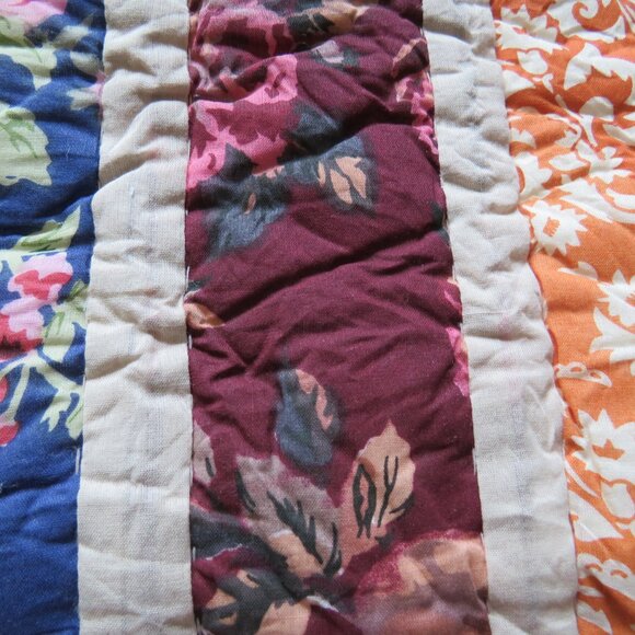 Large Quilted Patchwork Stripes Standard Pillow Case The Company Store Old Stock - Picture 13 of 16